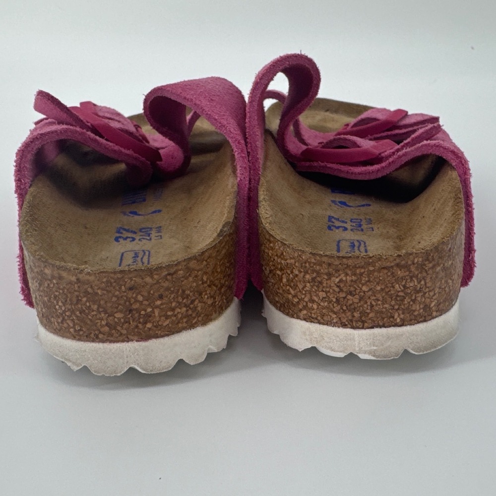 Birkenstock Arizona Women Sandals 37 Fuchsia Pink Suede Soft Footbed 2-Strap - Picture 4 of 8